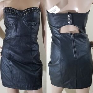 NWT Forever 21 Faux Leather Strapless Mini Dress